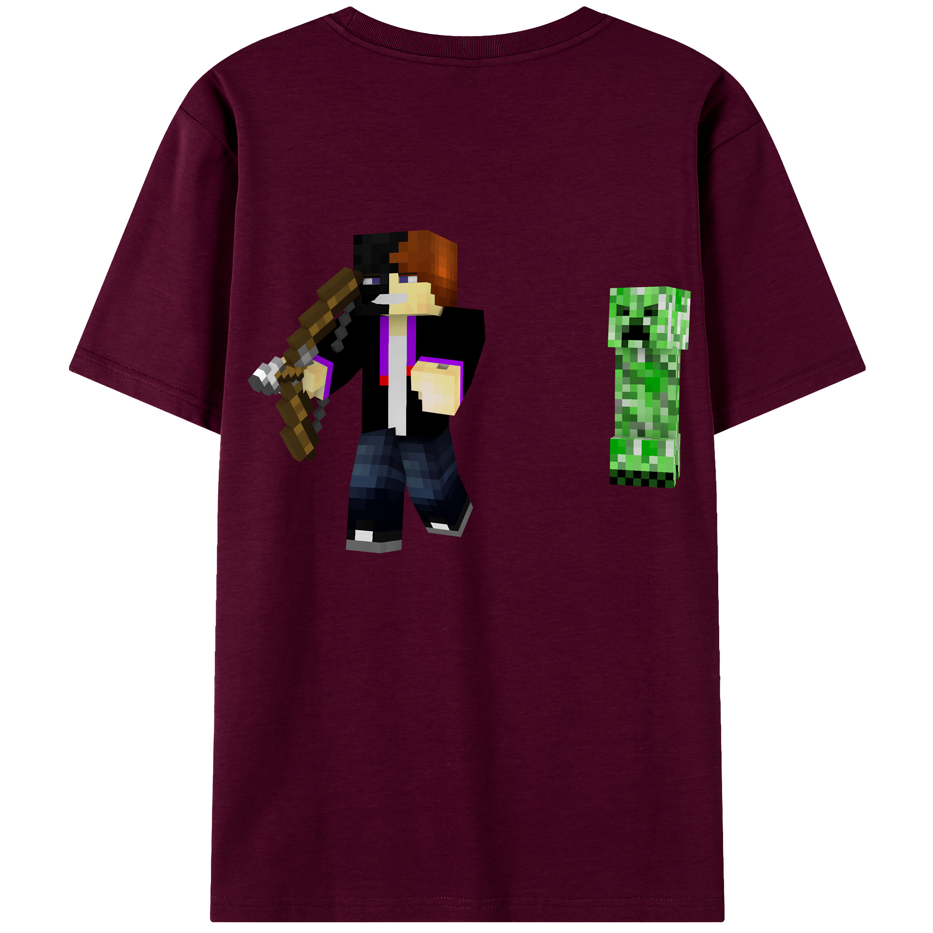 （画像用） マインクラフト ブロックの世界 Minecraft MC Block world レディース半袖Tシャツ(バックプリント)